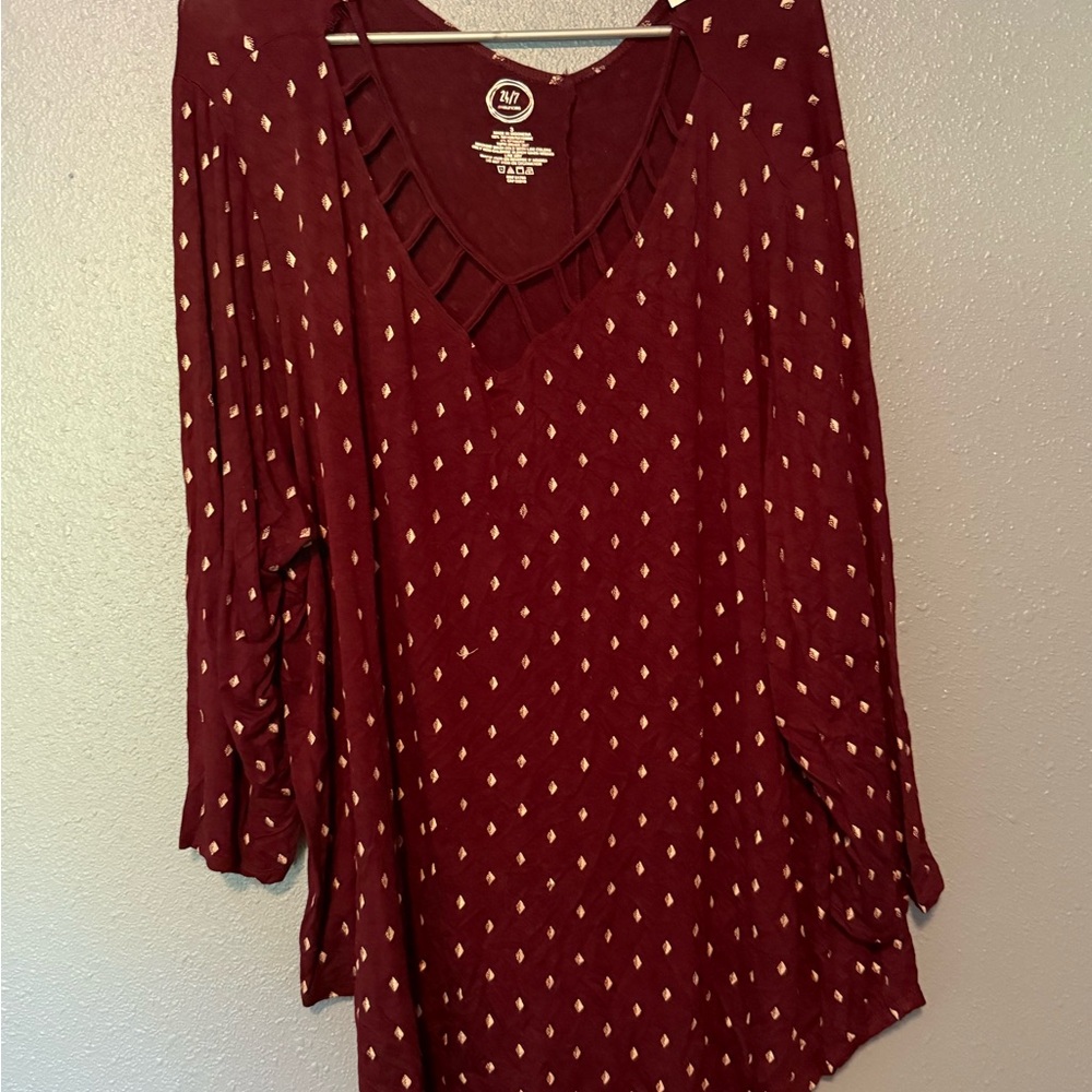 Stylish Burgundy and Cream Women's Top